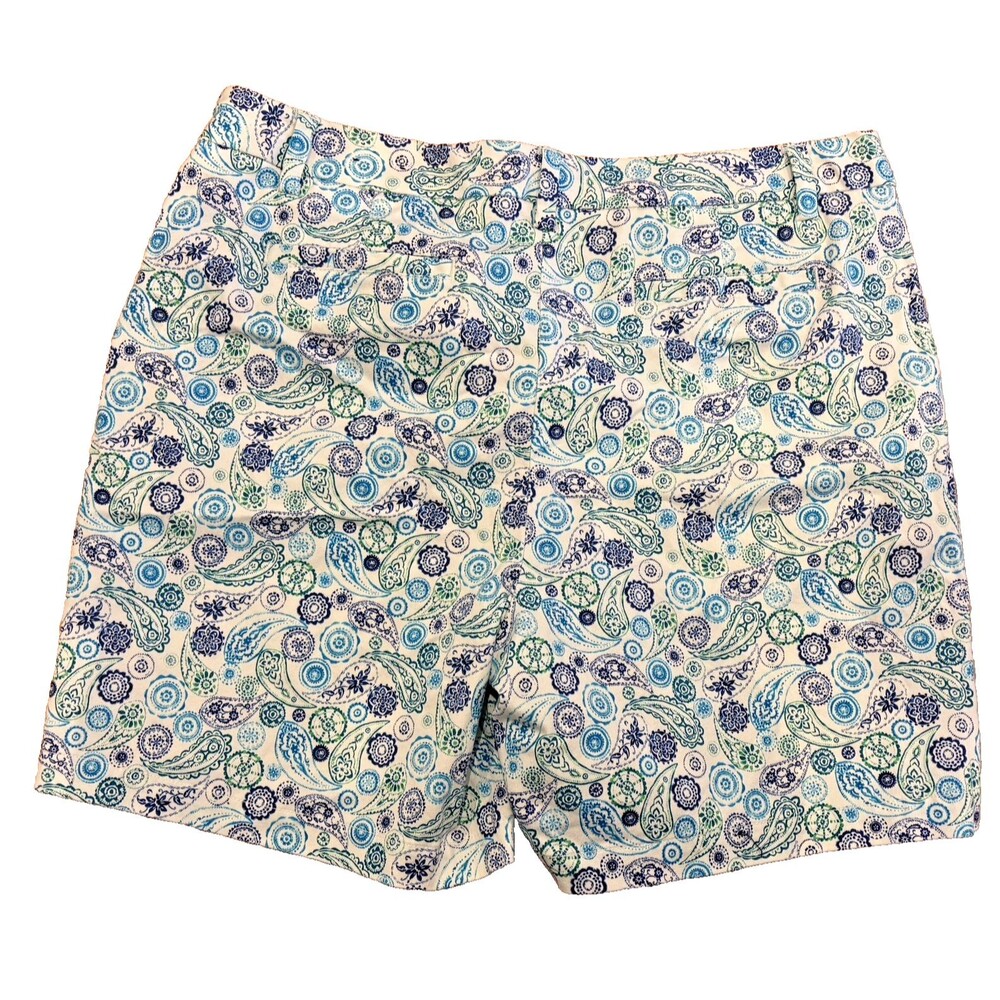 Lands End Women's Shorts Size 14 Chino Paisley Cotton Stretch Mid Rise 7" inseam - Picture 2 of 10